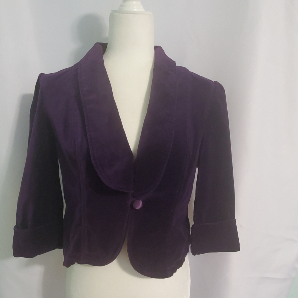 Purple Velvet Cropped Blazer
